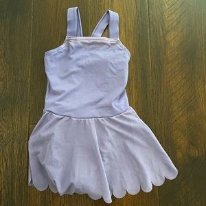Weismann lavender SCALLOP Mesh tank dress LEOTARD skirt attached
